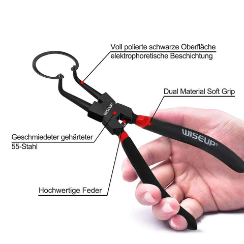 Snap Ring Pliers Set, Heavy Duty 4PCS-7 inch Internal/External Circlip Pliers Kit with straight jaw tips held in hand