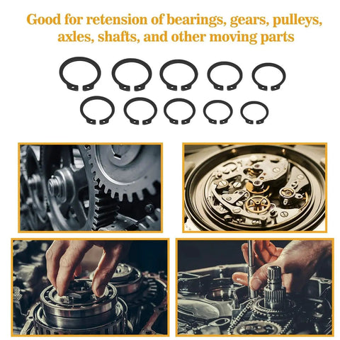 315 Piece Snap Ring Set For External Circlips In 15 Sizes, used on axles and shafts, durable alloy steel for automotive and machinery.