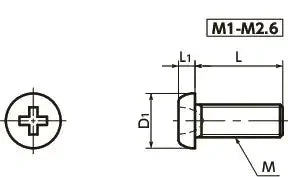 SNZS-M1.4-10 10mm Pan Head Machine Screws for Precision Instruments, 50 pcs.