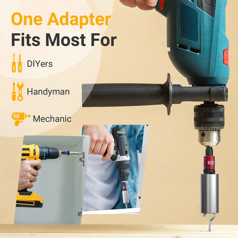 Impact Socket Adapter Set For Drill And Ratchet Kit With One Quarter Inch, Three Eighths Inch, One Half Inch Drives in use with power drill