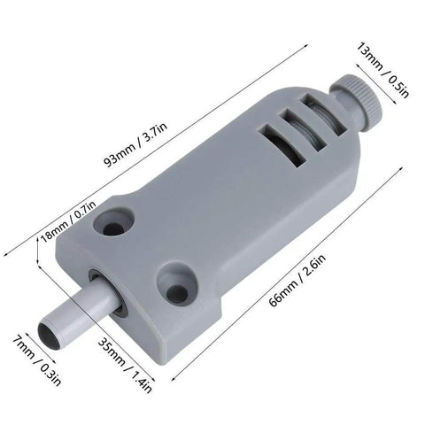 Soft Close Damper for Cabinets and Drawers, ABS Plastic Buffer with Adjustable Damping, 5 to 15 kg Load Capacity, dimensions shown