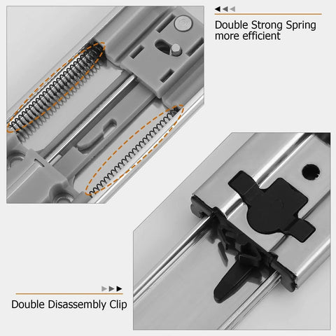 Soft Close Drawer Slides 22 Inch Side Mount Heavy Duty Cabinet Drawer Glides 10 Pairs - ball bearing detail view