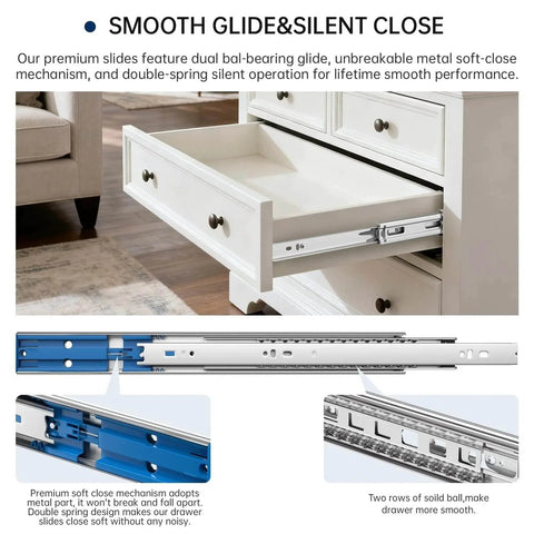 Soft Close Heavy Duty Drawer Slides 22 Inch installed in kitchen cabinet with ball-bearing glides, 100lb load capacity, side mount rails