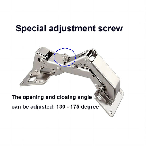 Close-up of 2 PCS 175 Degree Hinges Soft Close Hinge Hydraulic Frameless Cabinet Doors Hinges with adjustment screw