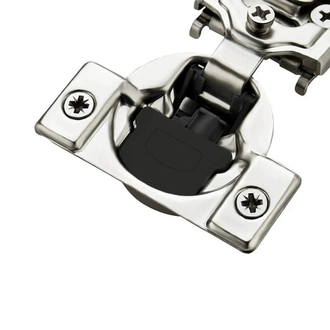 Close-up view of 10 Pack 5 Pairs One Half Inch Overlay Soft Close Hinges For Kitchen Cabinets Satin Nickel Concealed Stainless Steel Hidden Hinges Self Closing With 3 Way Adjustable Easy Install Quiet Door Closure