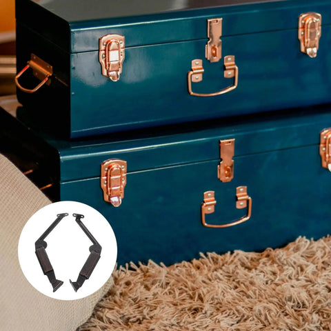 2pcs Soft Close Lid Support Hinges Spring Friction Fold Down Swing Down Hinges for Wooden Boxes Cabinets with two metal chests