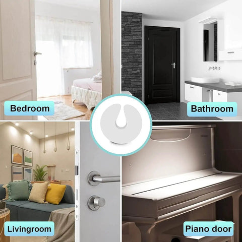 Soft Foam Door Pinch Guard for Kids and Pets, C-shaped guard on bedroom, bathroom, living room, and piano doors, prevents injuries.