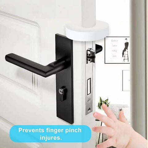 Door Pinch Guard For Kids And Pets, Soft Foam Baby Proof Door Stopper Keeps Little Fingers Safe installed on door edge
