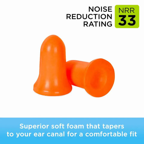 Soft Foam Noise Canceling Earplugs For Concerts And Sleep, 33 dB Hearing Protection, orange earplugs with tapered design for comfort