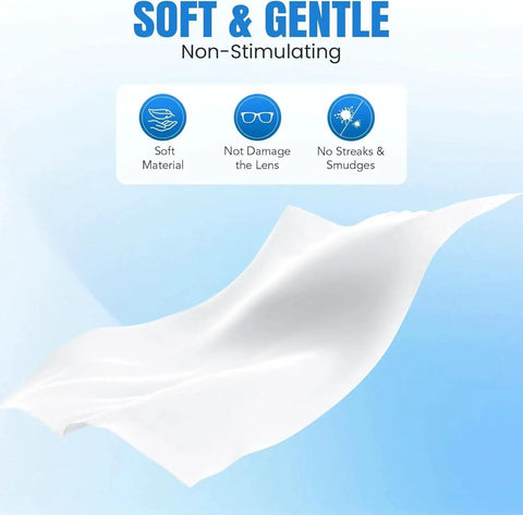 Soft premoistened lens cleaning wipe for glasses, phones, and cameras pack of 1000 with gentle non-streak cleaning features.