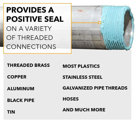Soft Set Pipe Thread Sealant For Metal And Plastic By Gasoila, Non Hardening Paste With Brush Cap on threaded pipe joint.
