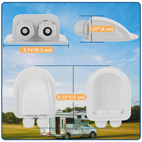 Dimensions of IP68 Waterproof Solar Cable Entry Gland With Dual Cable Entry Housing for Solar Panels on RV, Caravan, Marine