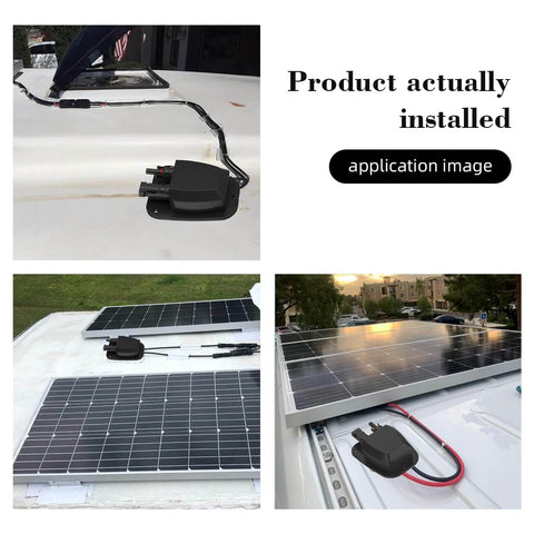 Rugged 20Ft 10AWG Solar Panel Extension Cable With Double Cable Entry Gland And IP68 Waterproof Connectors installed on roof