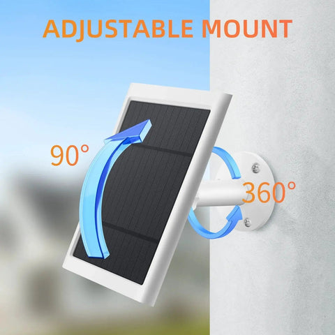 Adjustable mount of 2 Pack 4W Solar Panel Charger For Outdoor Security Cameras Compatible With Stick Up Cam 2nd/3rd Gen And Spotlight Cam Plus Pro Battery, 10 Ft Cable With USB C To Barrel Plug Adapter, Waterproof And Easy Installation