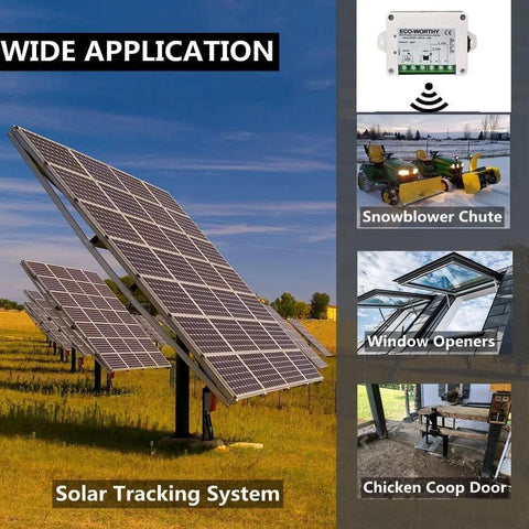 Eco-Worthy forward/reverse DC motor controller kit for solar trackers; 8–35V input, 12V/24V wireless remote relay.