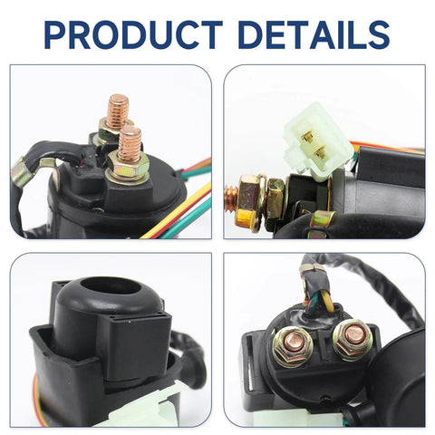 Durable Solenoid Starter Relay for 50cc to 250cc ATVs, dirt bikes, and go-karts with wiring and connection details