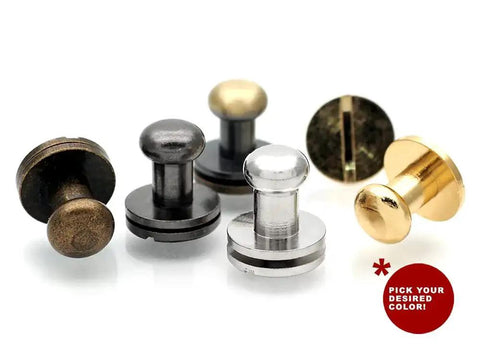 Solid Brass Ball Head Screw Back Studs 6.5 mm Silver Plated Nipple Rivets Set Of 10 For Leathercraft Projects in color options