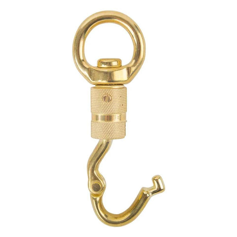 Solid Brass Panic Snap 1-1/8 Inch By 4-1/4 Inch Quick Release With Round Swivel Eye And Twist Body Heavy Duty Durable Hardware
