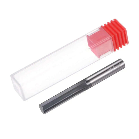 Pro Grade Carbide Chucking Reamer 0.314 Inch Diameter Straight Flute With Straight Shank 70mm OAL Cutting Diameter shown beside case