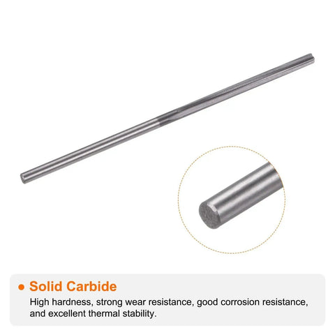Precision Carbide Chucking Reamer 0.065 Inch Straight Flute With Straight Shank For Metal Lathe And CNC Machining Centers Uncoated Black Tool 20mm Cutting Length 50mm Overall Length 1.6mm Shank HARFINGTON, solid carbide reamer shown.