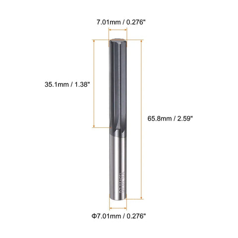 Solid Carbide Chucking Reamer 0.276 Inch Diameter Straight Flute with Straight Shank for Metalworking Pros Lathes CNC Machining Centers and Milling Machines Uncoated Black Finish, dimensions shown in image