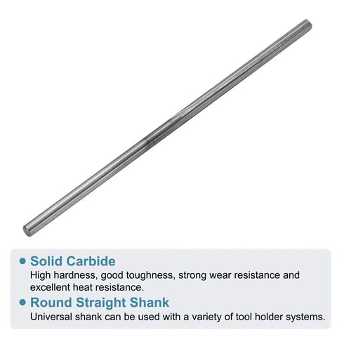 Chucking Reamer Pro Grade 1.8mm H7 Solid Carbide Lathe Tool For Metal Wood Hole Reaming With Straight Shank, Side View