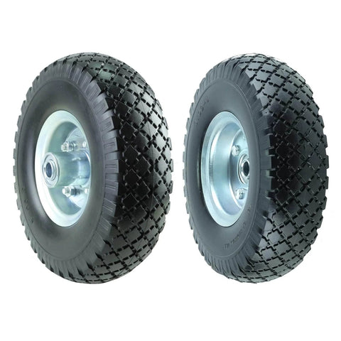 Kf4003 twin pack 10-inch solid rubber tire wheels replacement 3.00-4 tires wheels flat free with 5/8" bearings