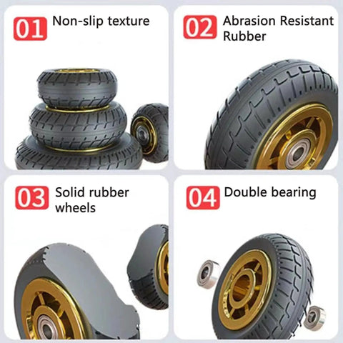 Heavy Duty Swivel Industrial Plate 3 Inch Rubber Casters No Noise Wheels Set Of 2 with non-slip texture, abrasion-resistant rubber, and double bearing.
