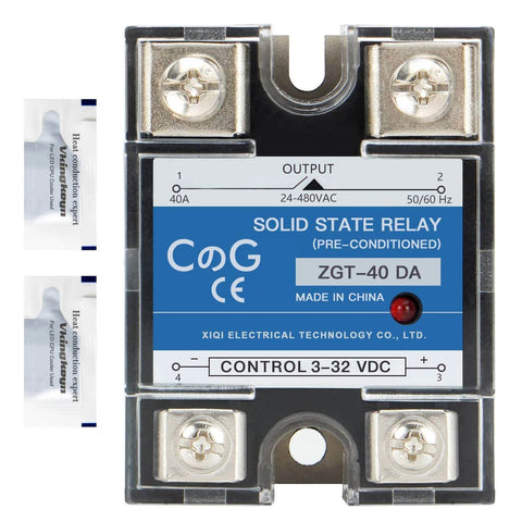 Solid State Relay SSR 40DA DC to AC Input 3 to 32 V DC Output 24 to 480 V AC 40 Amp Single Phase with thermal grease sachets