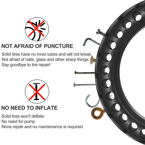 50/75-6.1 Tubeless Solid Tires for Electric Scooter, 8 1/2 x2 Tire for Gotrax GXL V2 / XR/APEX, puncture-resistant features