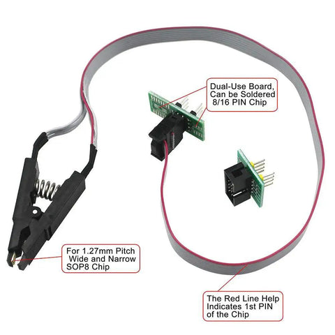 SOP8 SOIC8 In Circuit Test Clip For BIOS Programming With CH341A USB Programmer For Backing Up Erasing And Reprogramming 24 And 25 Series BIOS Chips