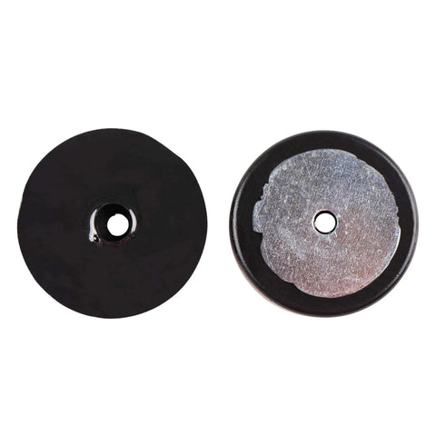 Top view of Anti Vibration Leveling Mount Kit With Sorbothane Shock Absorption, two round pieces with center holes, 2.5 inch diameter.