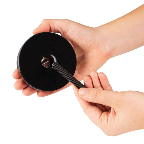 Experience vibration-free operation with Sorbothane anti vibration leveling mounts for 3/8-16 threaded connections, close-up view in hand