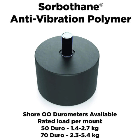 Sorbothane Vibration Stud Mount Set Male Female M4 12 7mm Height 19mm Diameter 70 Durometer Four Pack For Superior Shock Absorption In Electronics Audio And Machinery Applications For Industrial Use