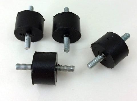 Four Sorbothane Male To Male Vibration Stud Mounts For M4 Threads, 12.7mm Height And 19mm Diameter, 50 Duro Viscoelastic Polymer