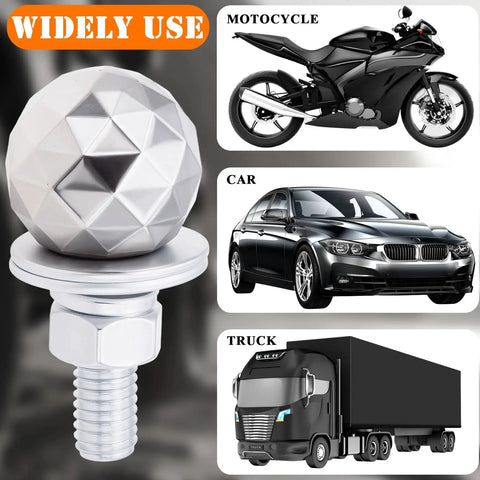 Sparkle Ball License Plate Screws 4 Pack Universal Anti Theft Bolts with decorative caps, for car, truck, motorcycle.