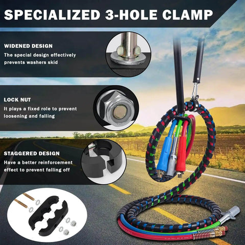 2 Pack 16 Inch Single Tender Spring Kits With 3 In One Hose Holder And 3 Hole Clamp Heavy Duty Air Line Kit For Semi Trucks Trailers And Tractors