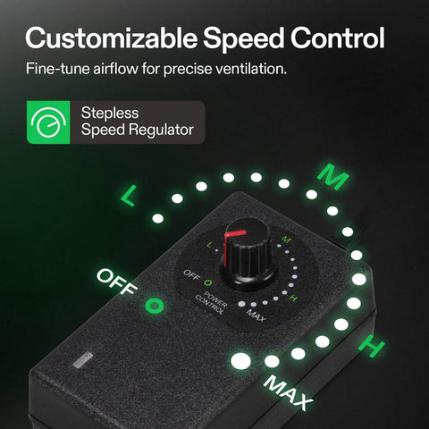 Close-up of speed controller for 6 Inch Inline Exhaust Fan With Speed Controller Delivers Up To 345 CFM Quiet Low Noise Duct Fan