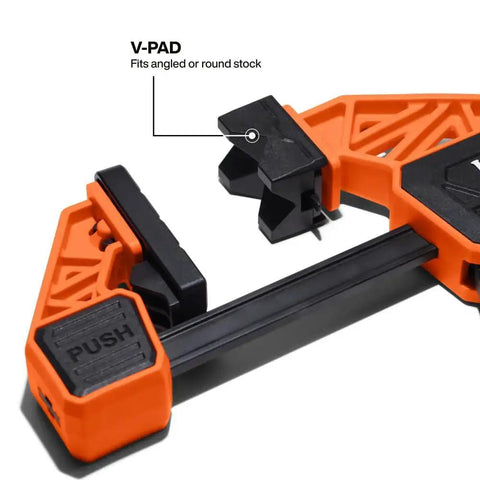 V-PAD detail on Speed Klamp 6 Inch Bar Clamp Set Two Pack With One Handed Operation And 150 Pound Clamping Power For Woodworking And Metal Projects