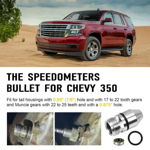Bullet Speedometer Gear Sleeve Housing Kit for TH350 Transmission With O Ring and Metal Wrapped Seal 3 Piece Set