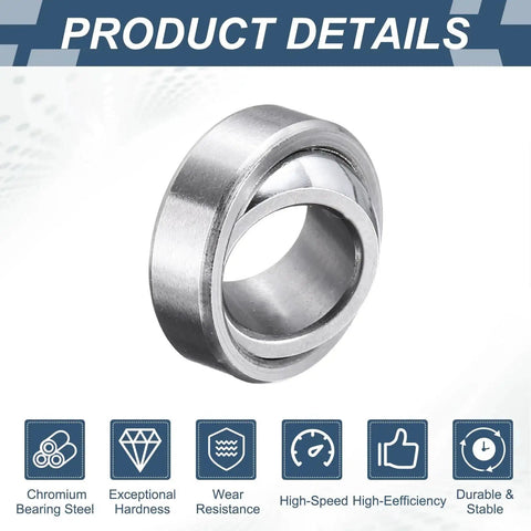 Compact 10x19x6mm spherical bearing pair pre-lubed for low noise ABEC 3 precision, built from GCr15 steel, product details view.