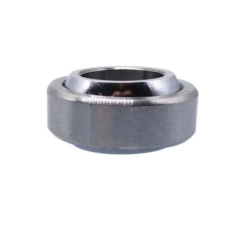 Side view of a Compact 12x22x10 mm spherical plain radial bearing GE12C, self-aligning for radial support in small gearboxes and automation modules.