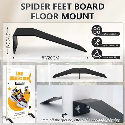 16 Piece Spider Feet Board Sign Holder Base Set for Adjustable Floor Mount Foam Board Displays shown with dimensions