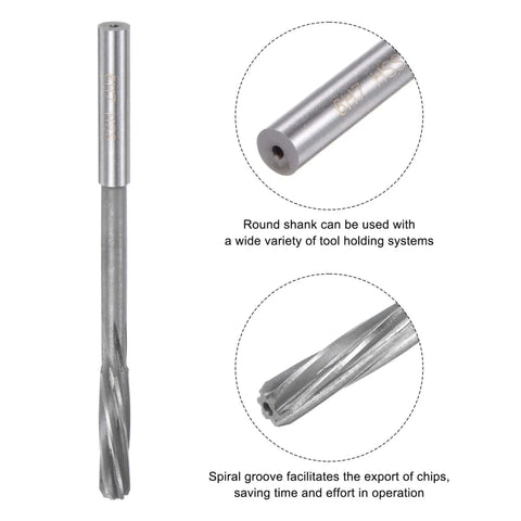 Chucking Reamers Set For Lathe And Milling Machines By Uxcell, 6mm 8mm 10mm 12mm H7 High Speed Steel Spiral Flute Reamer, round shank.