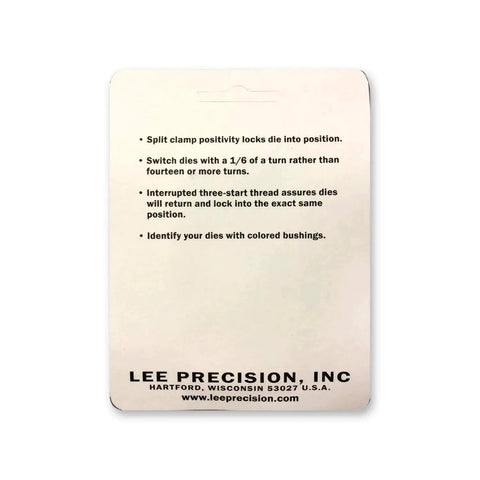 Instructions on Lee Precision package for Spline Drive Breech Lock Bushings 2 Pack for Easy Die Installation without lock rings
