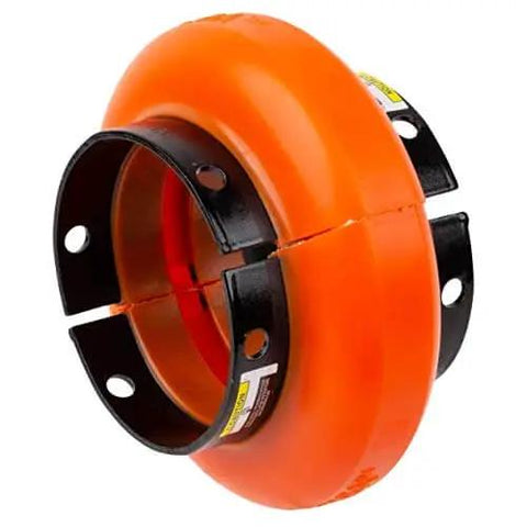 Front view of Omega 7300030 E20 Elastomeric Coupling Standard Element with split-in-half design and industrial use by Rexnord