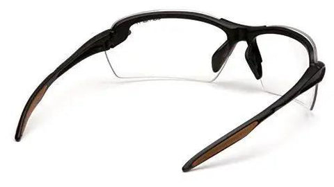 Back view of Spokane Lightweight Half Frame Safety Glasses with Clear Lenses UVA UVB showing flexible nosepiece and rubberized arms