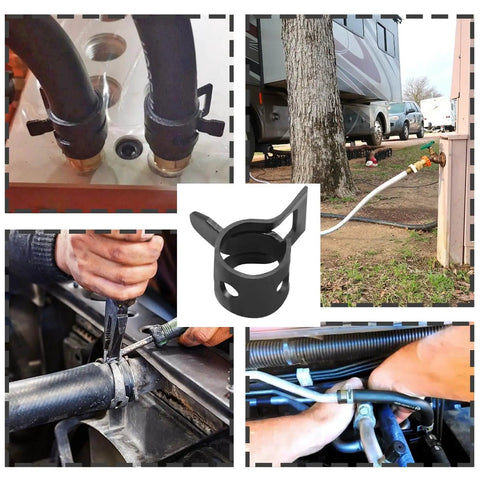 50 Pack 8mm ID Spring Band Clamps for fuel hose, air tube, and water line use in automotive, DIY, and machinery settings