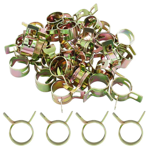 50 Pack Spring Band Clamps Heavy Duty Metallic Hose Clips For 12.5 To 13 Mm Outer Diameter Hoses, stacked view