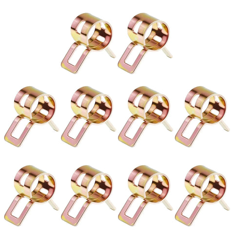 10 Pcs Spring Band Type Hose Clamps 7mm ID 0.28in 12mm Wide Manganese Steel Galvanized Rustproof Assortment Kit for fuel line.